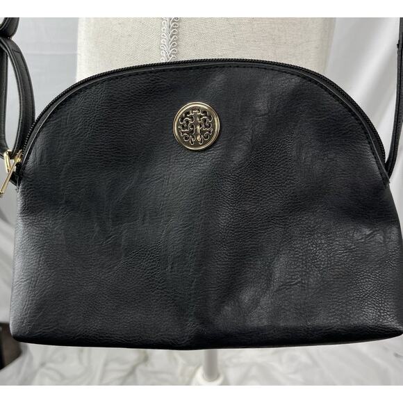 Womens Crossbody Purse Small Black with Gold Logo - Picture 1 of 4